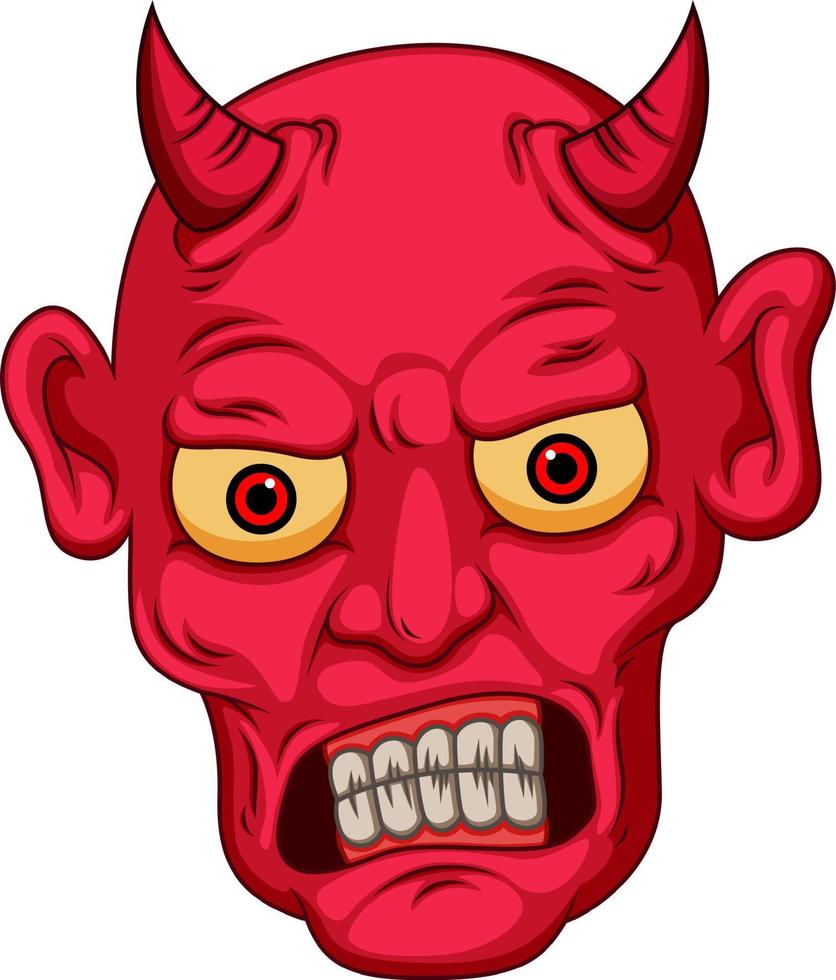 visage de diable de style dessin animé rouge vecteur
