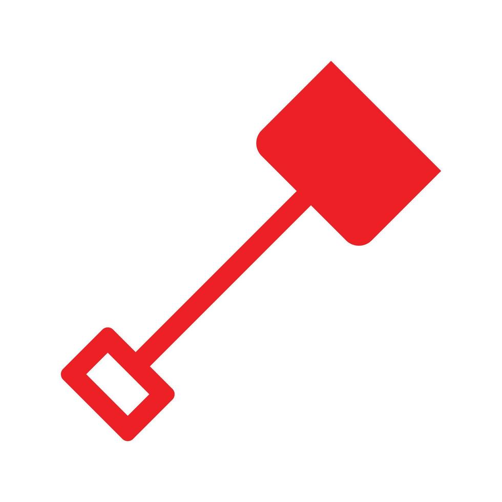 eps10 icône ou logo de pelle de plage vecteur rouge dans un style moderne simple et branché isolé sur fond blanc