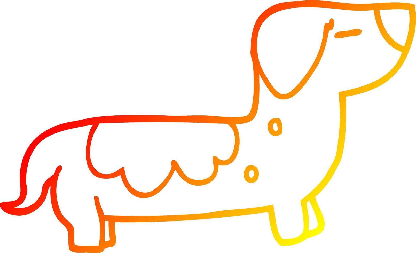ligne de gradient chaud dessinant un chien de saucisse de dessin animé vecteur