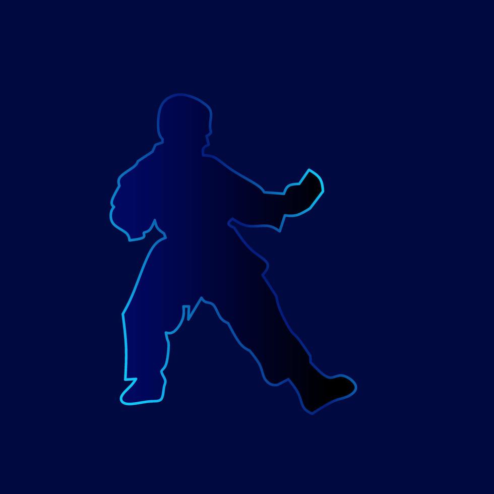 illustration vectorielle de combat technique silhouette. logo moderne et simple pour le karaté, le judo et le martial. illustration vectorielle abstraite. fond noir isolé pour t-shirt. vecteur