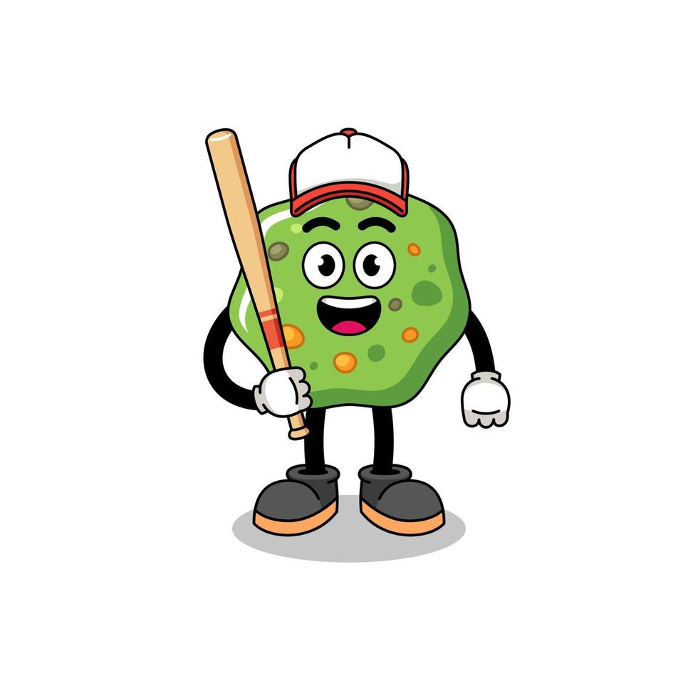 caricature de mascotte vomi en tant que joueur de baseball vecteur