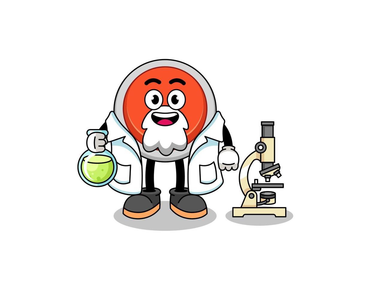 mascotte du bouton d'urgence en tant que scientifique vecteur