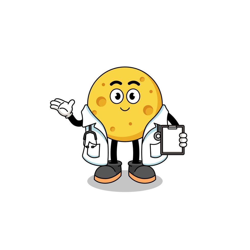 mascotte de dessin animé de médecin de fromage rond vecteur