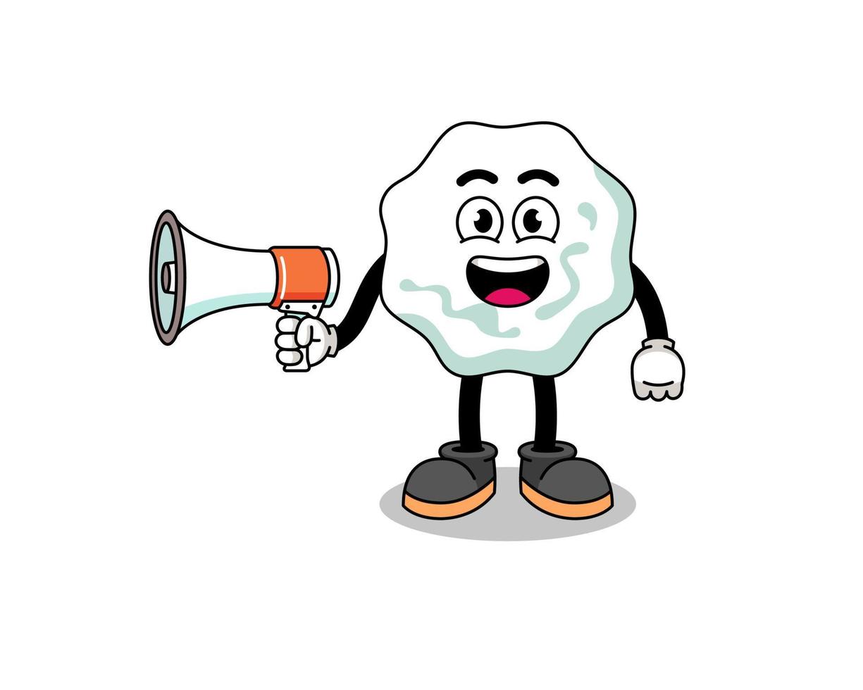 illustration de dessin animé de chewing-gum tenant un mégaphone vecteur
