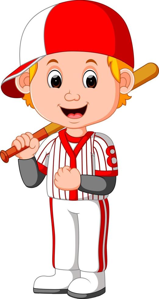 dessin animé garçon jouant au baseball vecteur