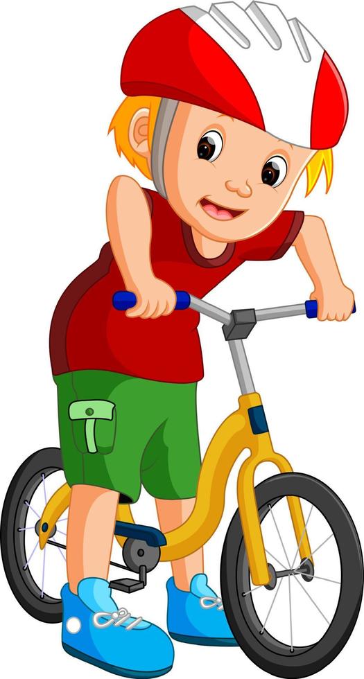 petit garçon conduisant un vélo vecteur