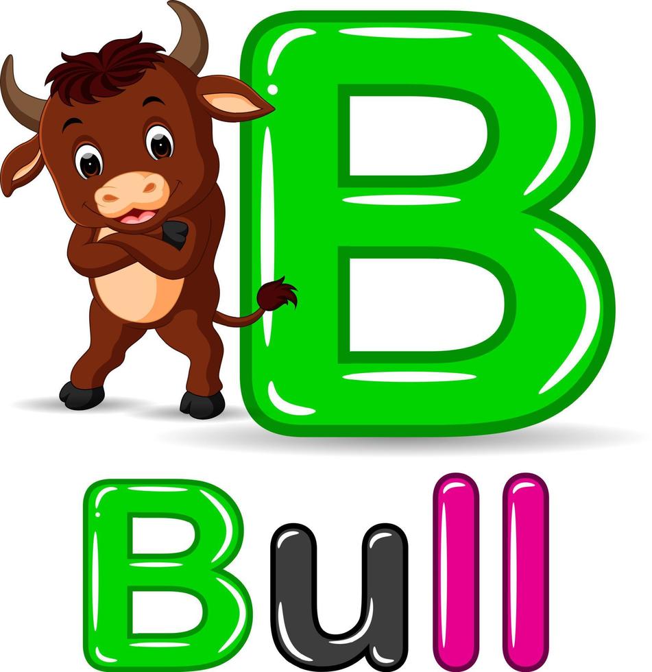 animaux alphabet b est pour taureau vecteur