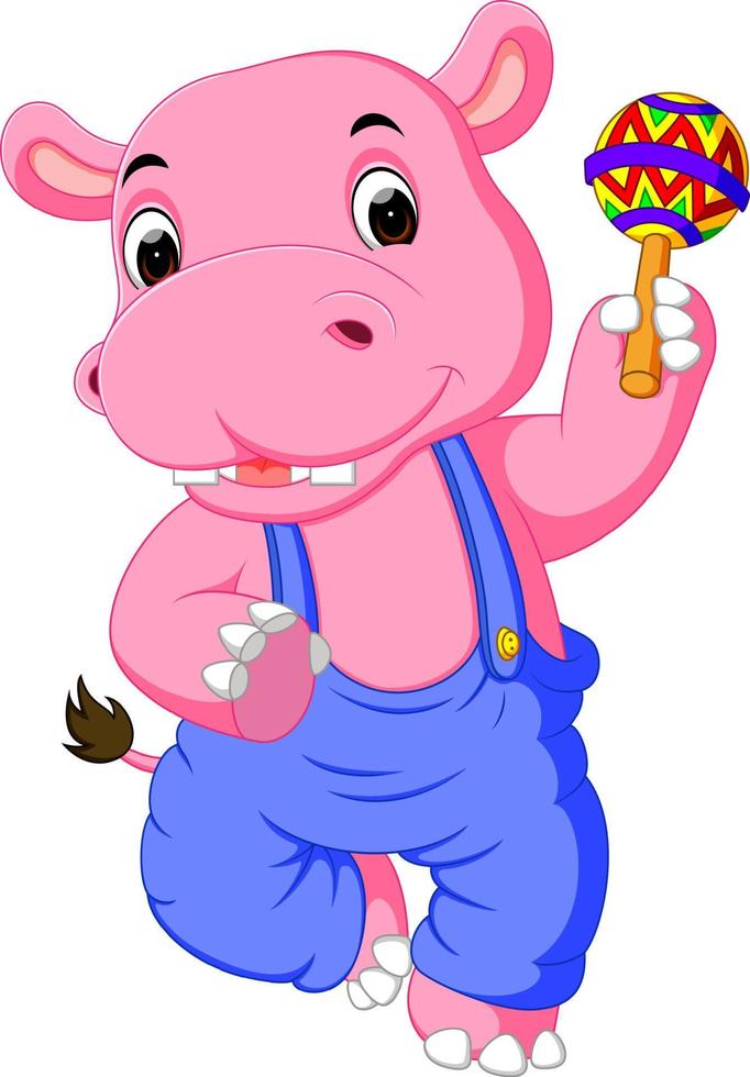 heureux, hippopotame, dessin animé vecteur