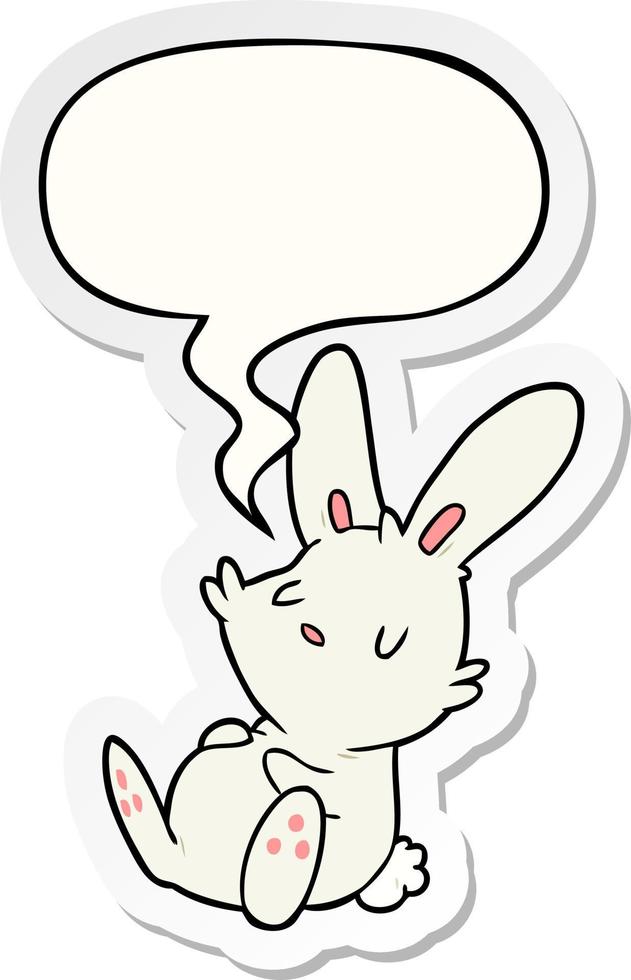 mignon dessin animé lapin endormi et autocollant bulle vecteur