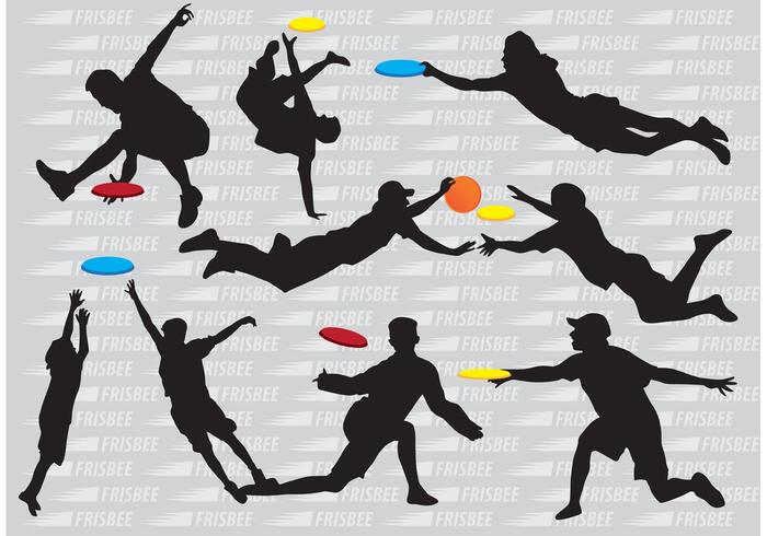 Vecteurs de joueurs de silhouette frisbee vecteur