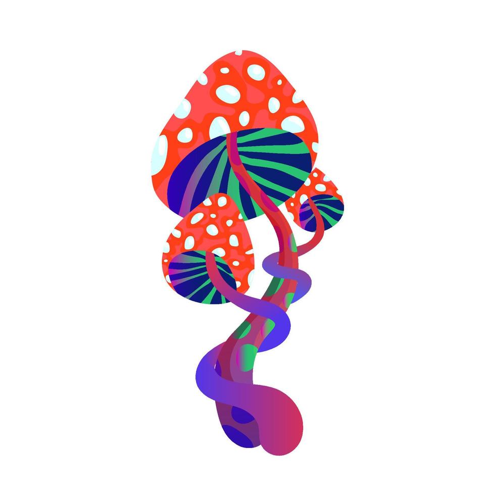 un fabuleux tue-mouche aux champignons. une plante magique aux couleurs tachetées. illustration vectorielle d'un champignon extraterrestre sur fond blanc. vecteur