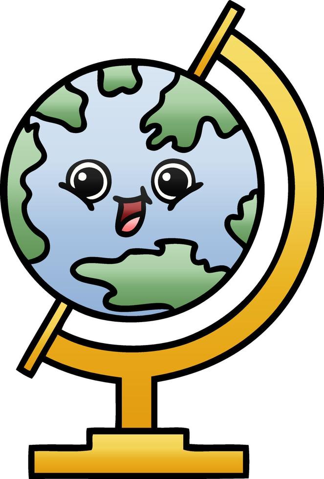 globe de dessin animé ombragé dégradé du monde vecteur