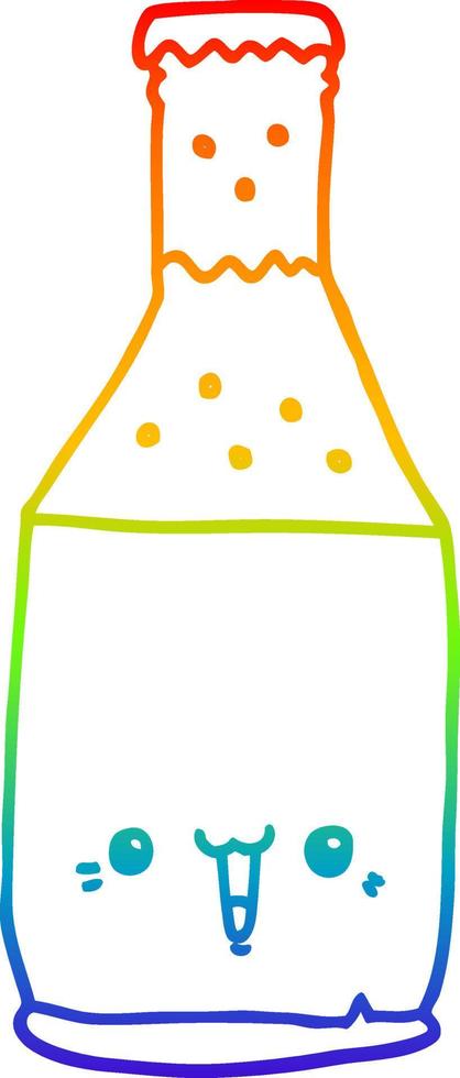 arc en ciel gradient ligne dessin dessin animé bouteille de bière vecteur