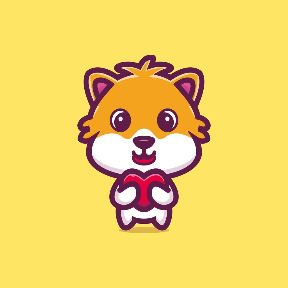 hamster mignon debout tenant l'illustration vectorielle d'icône de dessin animé d'amour. animal amour icône concept vecteur premium