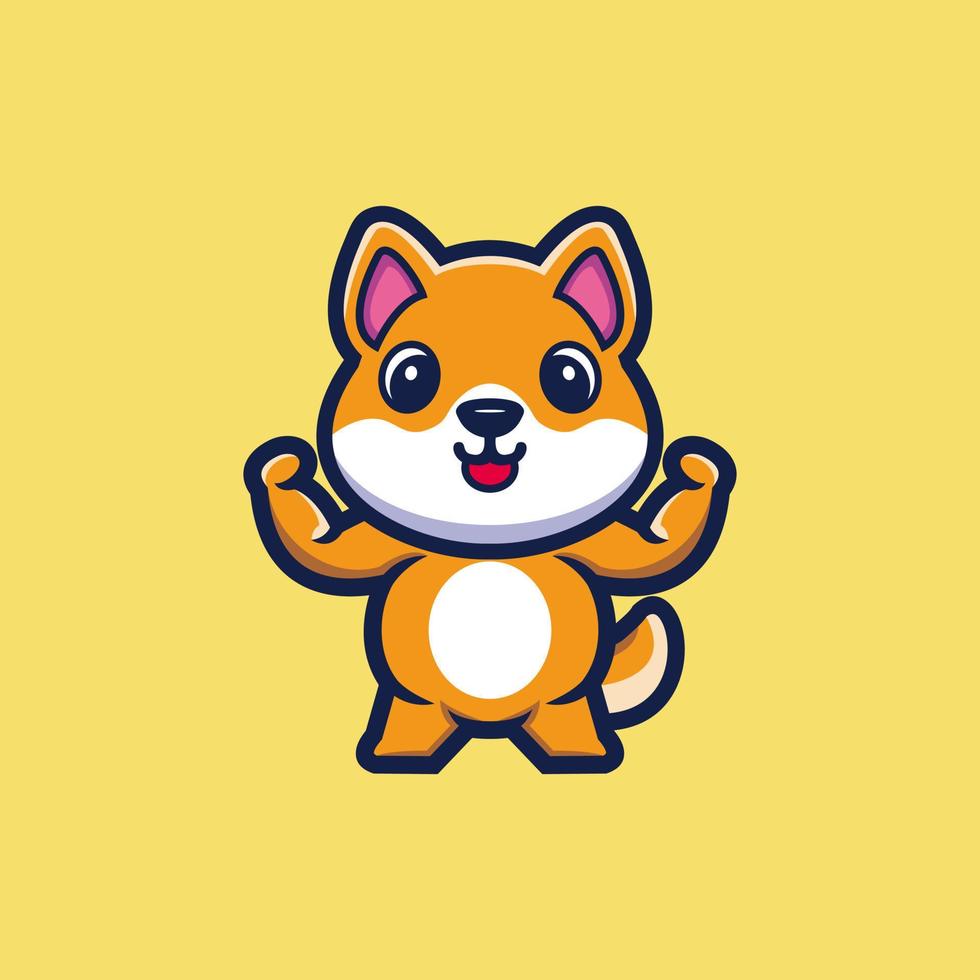 mignon fort shiba inu chien personnage de dessin animé vecteur premium