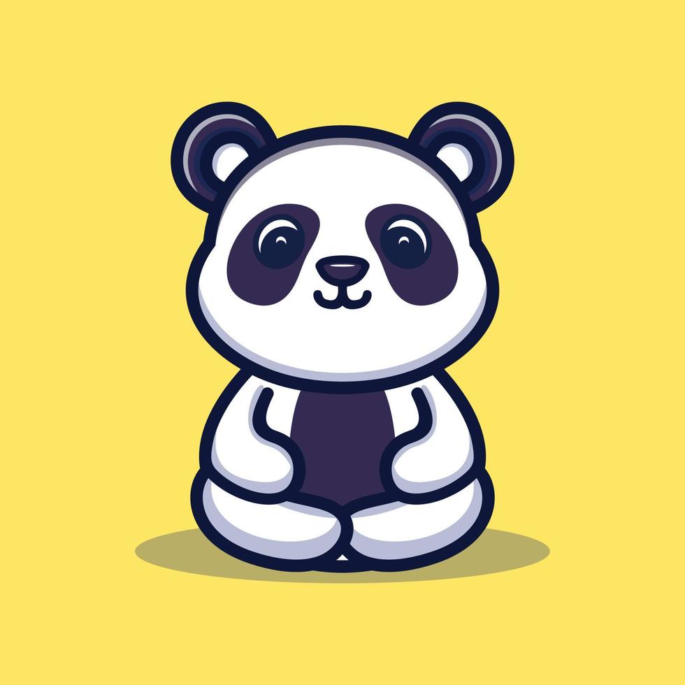 panda mignon faire vecteur premium de méditation