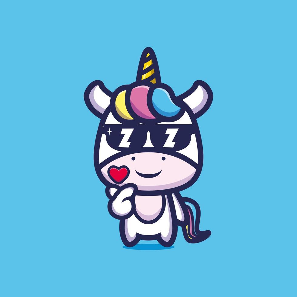 licorne mignonne de style cool portant des lunettes vecteur