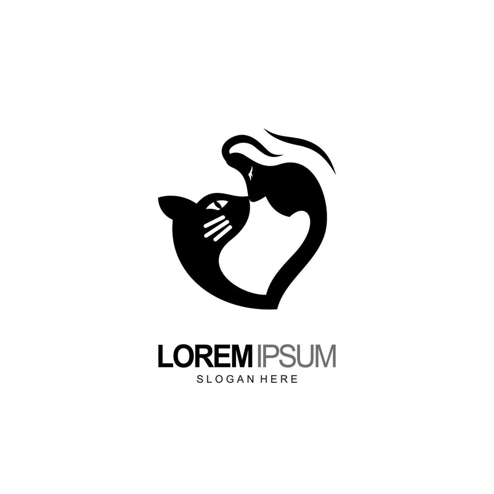 logo d'animal de compagnie de personnes, personnes et animal de compagnie, conception de logo de combinaison vecteur