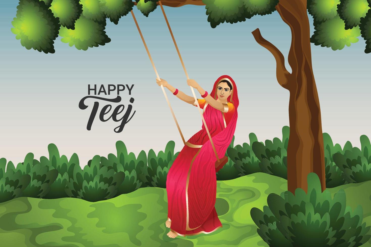joyeux festival indien hariyali teej avec illustration vectorielle vecteur