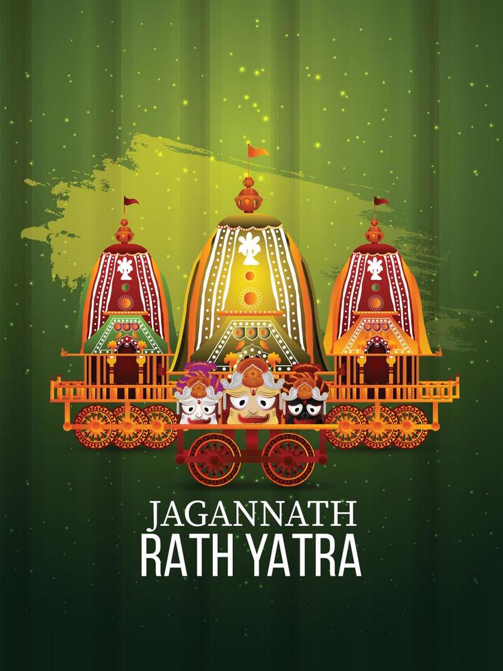 beau char pour happy rath yatra avec lord jagannath balabhadra et illustration vectorielle subhadra vecteur