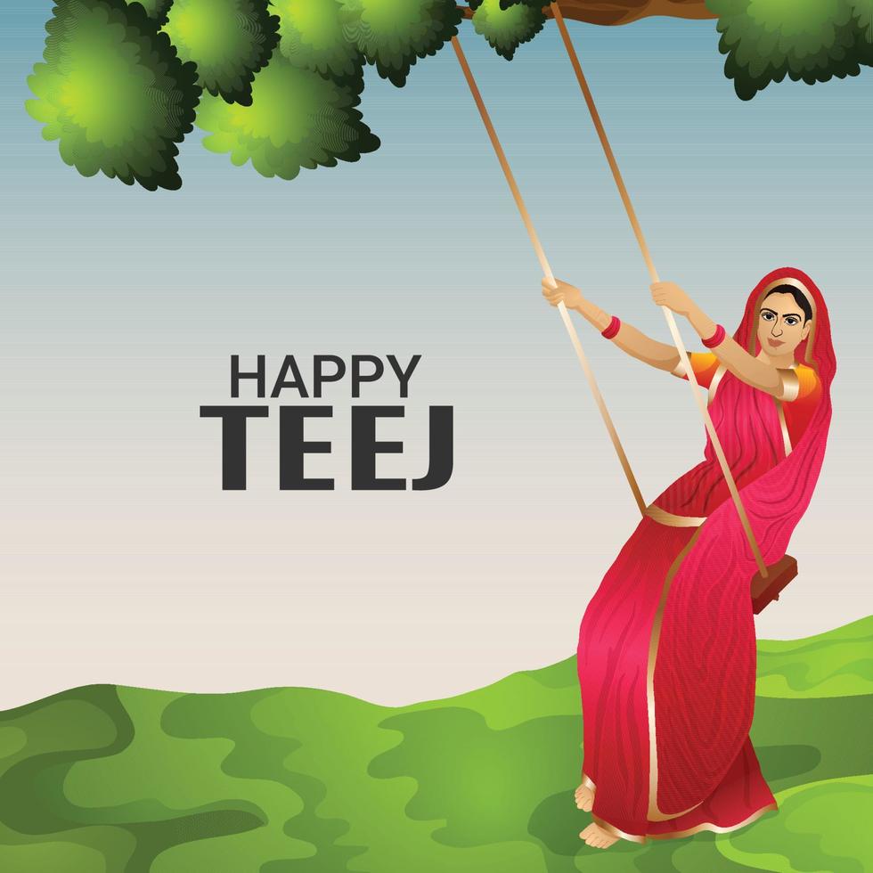 joyeux festival indien hariyali teej avec illustration vectorielle vecteur