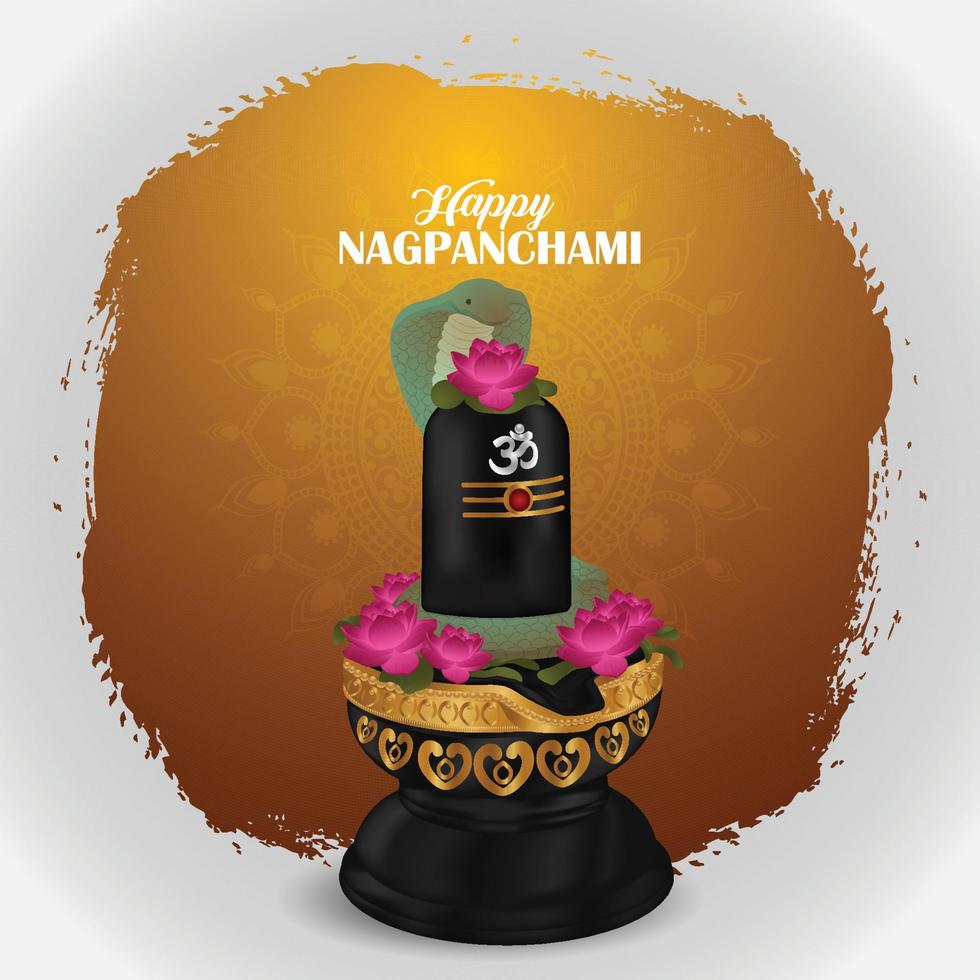 shivling réaliste pour le festival traditionnel indien joyeux nagpanchami vecteur