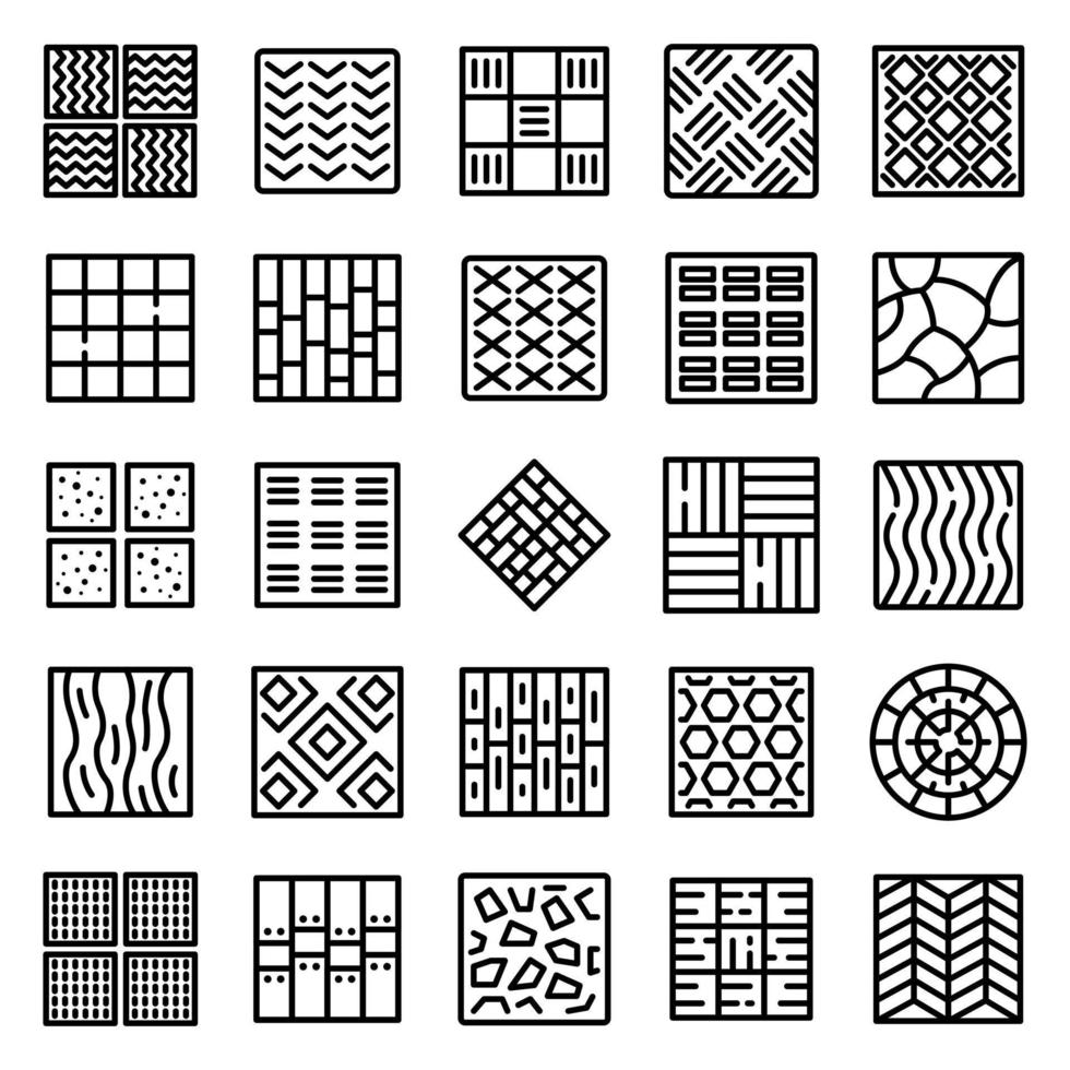 jeu d'icônes de pavage, style de contour vecteur