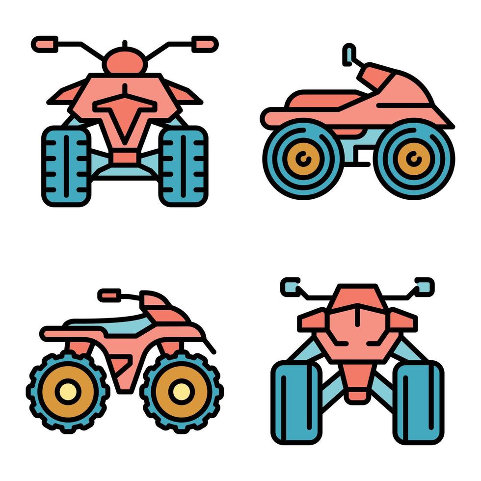 icônes de quad bike set vecteur plat