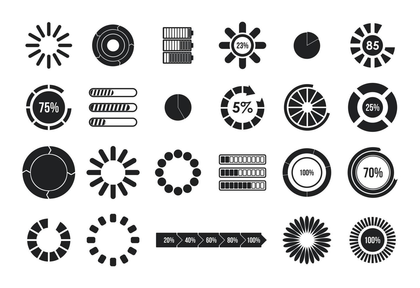 jeu d'icônes de chargement, style simple vecteur