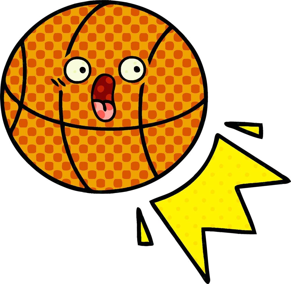 basket ball de dessin animé de style bande dessinée vecteur