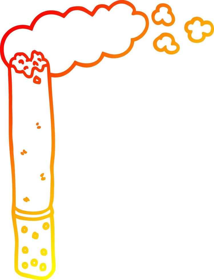 ligne de gradient chaud dessinant une cigarette de dessin animé vecteur