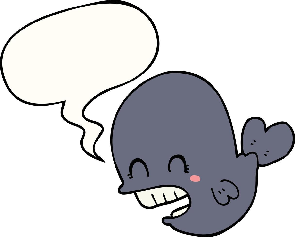 baleine de dessin animé et bulle de dialogue vecteur