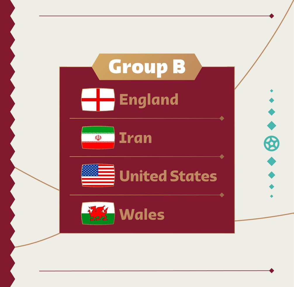 mondial de football 2022 groupe b. drapeaux des pays participant au championnat du monde 2022. illustration vectorielle vecteur