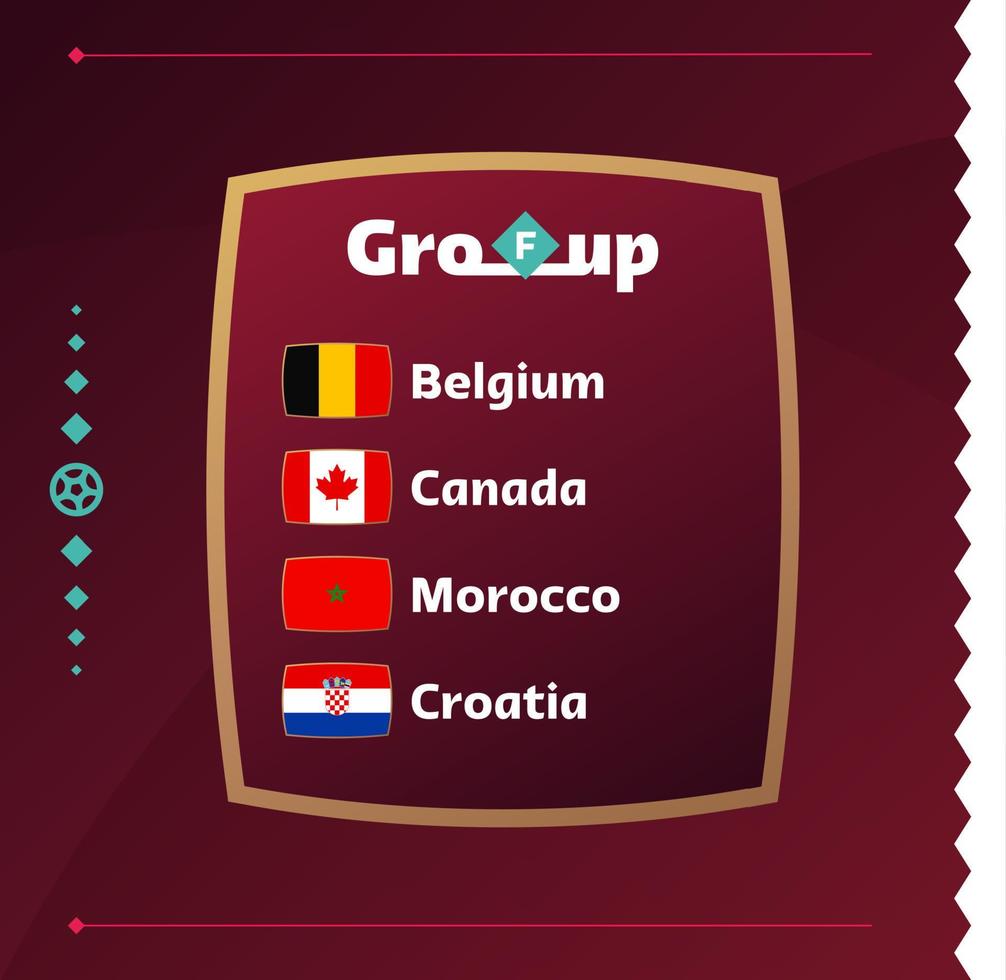 football mondial 2022 groupe f. drapeaux des pays participant au championnat du monde 2022. illustration vectorielle vecteur