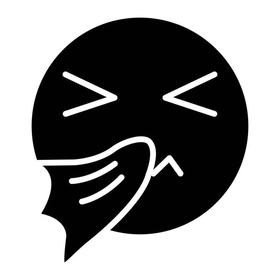 icône de glyphe de visage d'éternuement vecteur