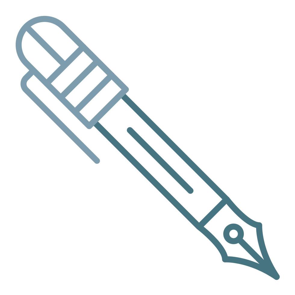 stylo plume, ligne, deux, couleur, icône vecteur