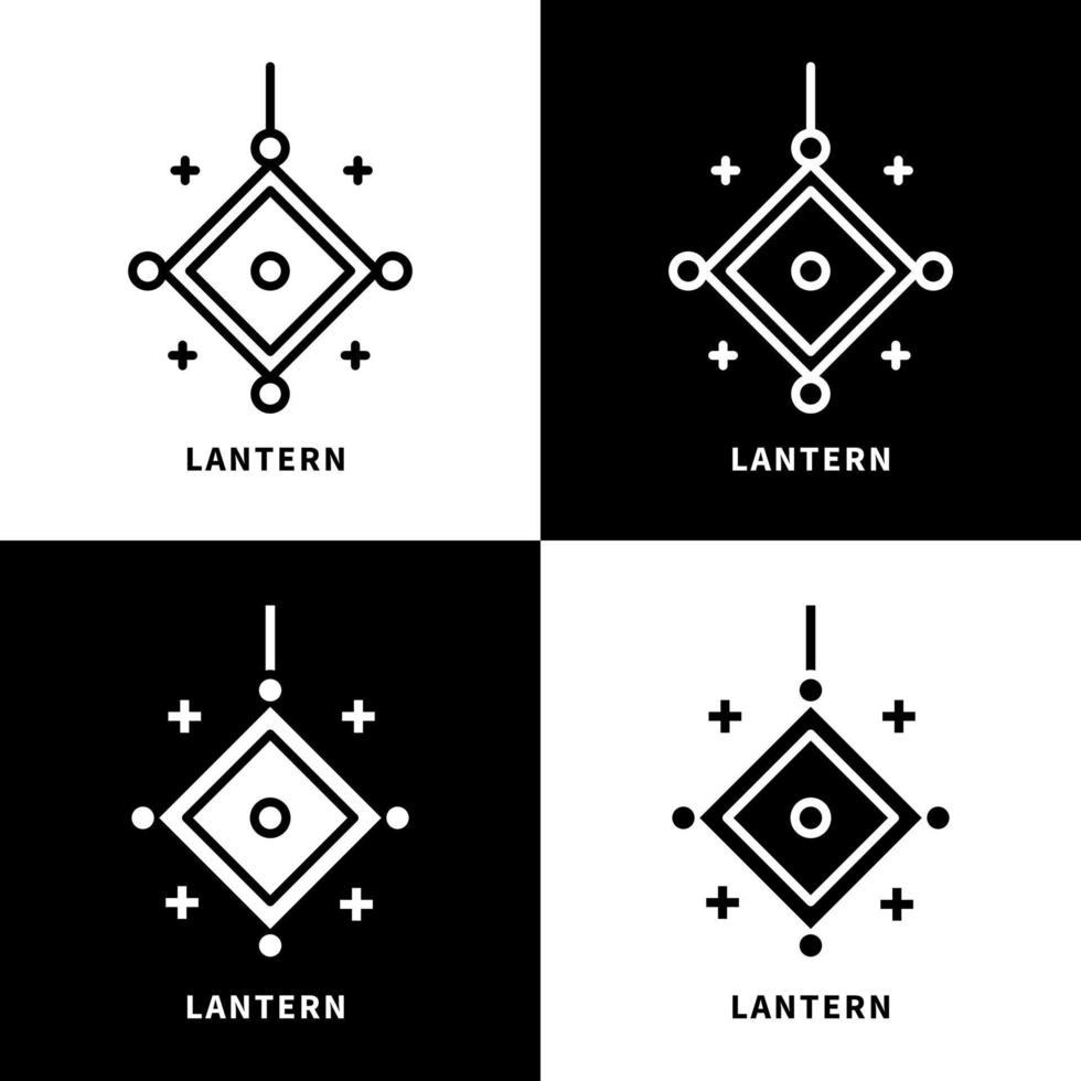 illustration de jeu d'icônes de lanterne. vecteur de logo d'ornement chinois