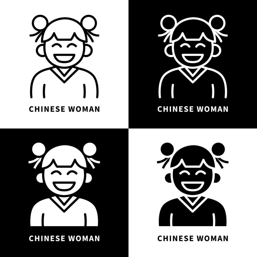 illustration de jeu d'icônes de robe chinoise femme. vecteur de logo de costume féminin cheongsam