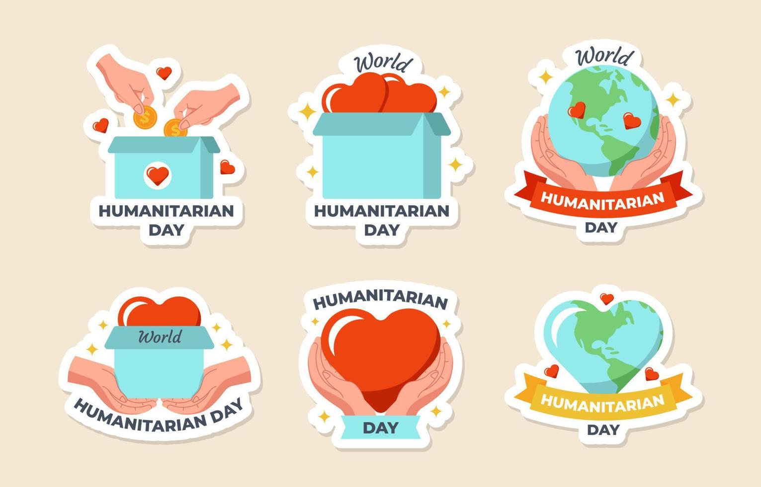 journée humanitaire mondiale stickers vecteur