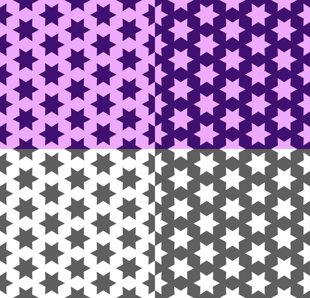 répétant le motif sans couture avec étoile. ornement géométrique de vecteur avec fond violet, monochrome. texture élégante moderne pour papier peint, emballage, impression de tissu, toile de fond, textile. inversion des couleurs