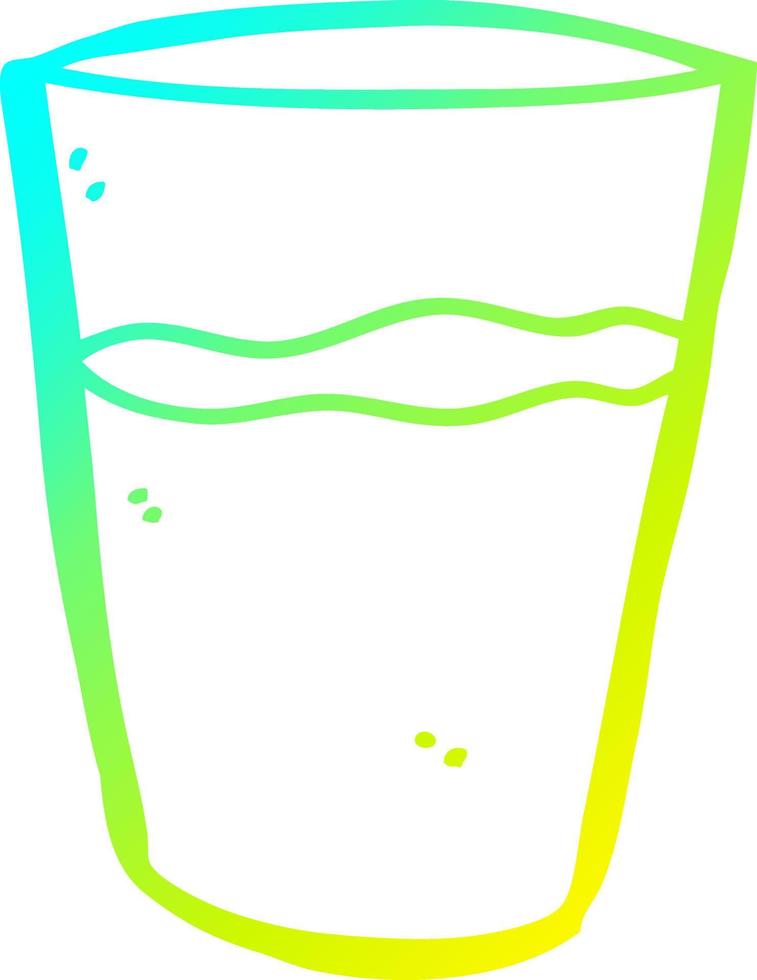 ligne de gradient froid dessinant un verre d'eau de dessin animé vecteur