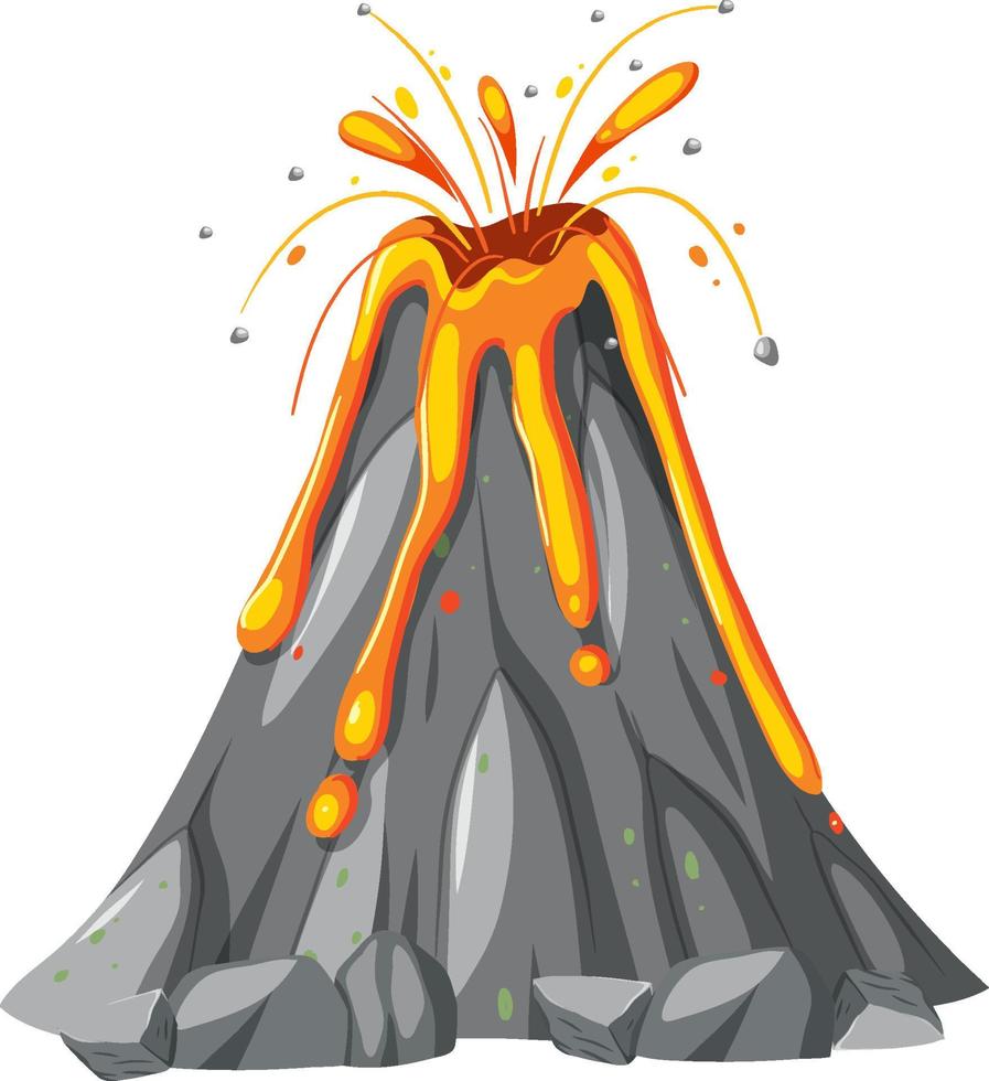 volcan avec lave en style cartoon vecteur