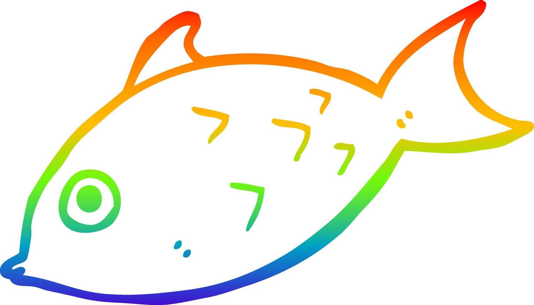 arc en ciel gradient ligne dessin dessin animé poisson vecteur