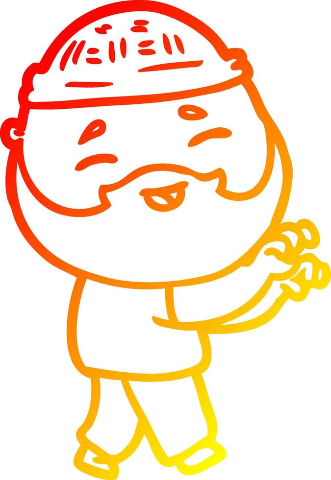 chaud gradient ligne dessin dessin animé heureux homme barbu vecteur