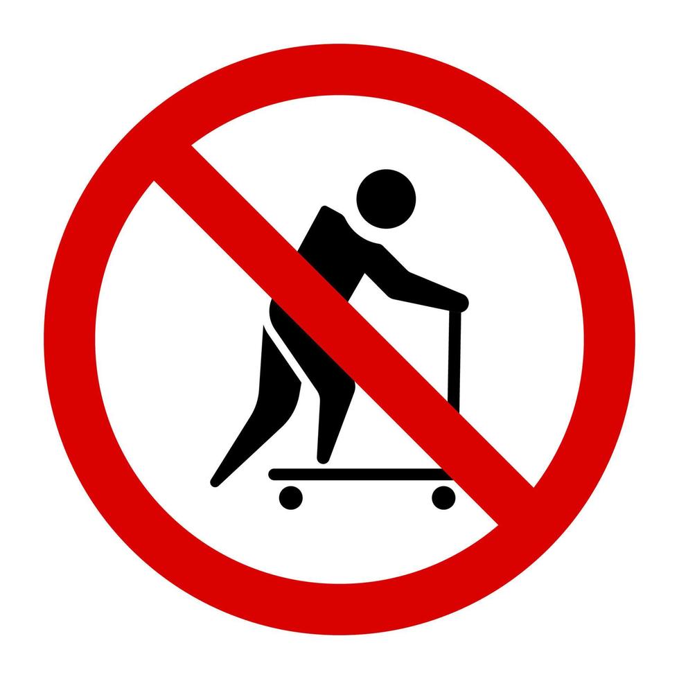 avertissement pas de zone de scooter à rouleaux signe et symbole conception graphique illustration vectorielle vecteur