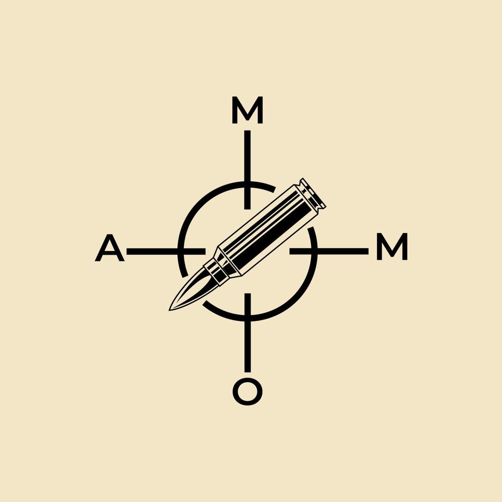 logo d'icône de munitions symbole vecteur vintage illustration design