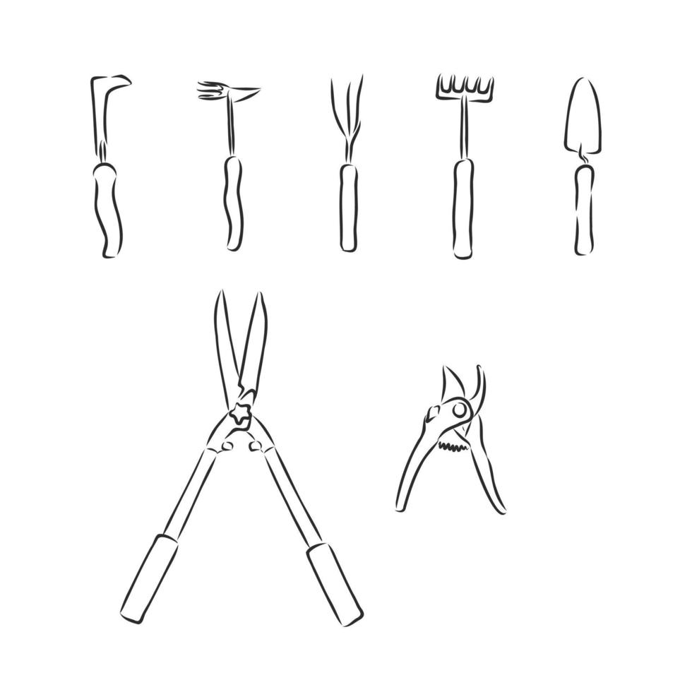 croquis de vecteur d'outils de jardin