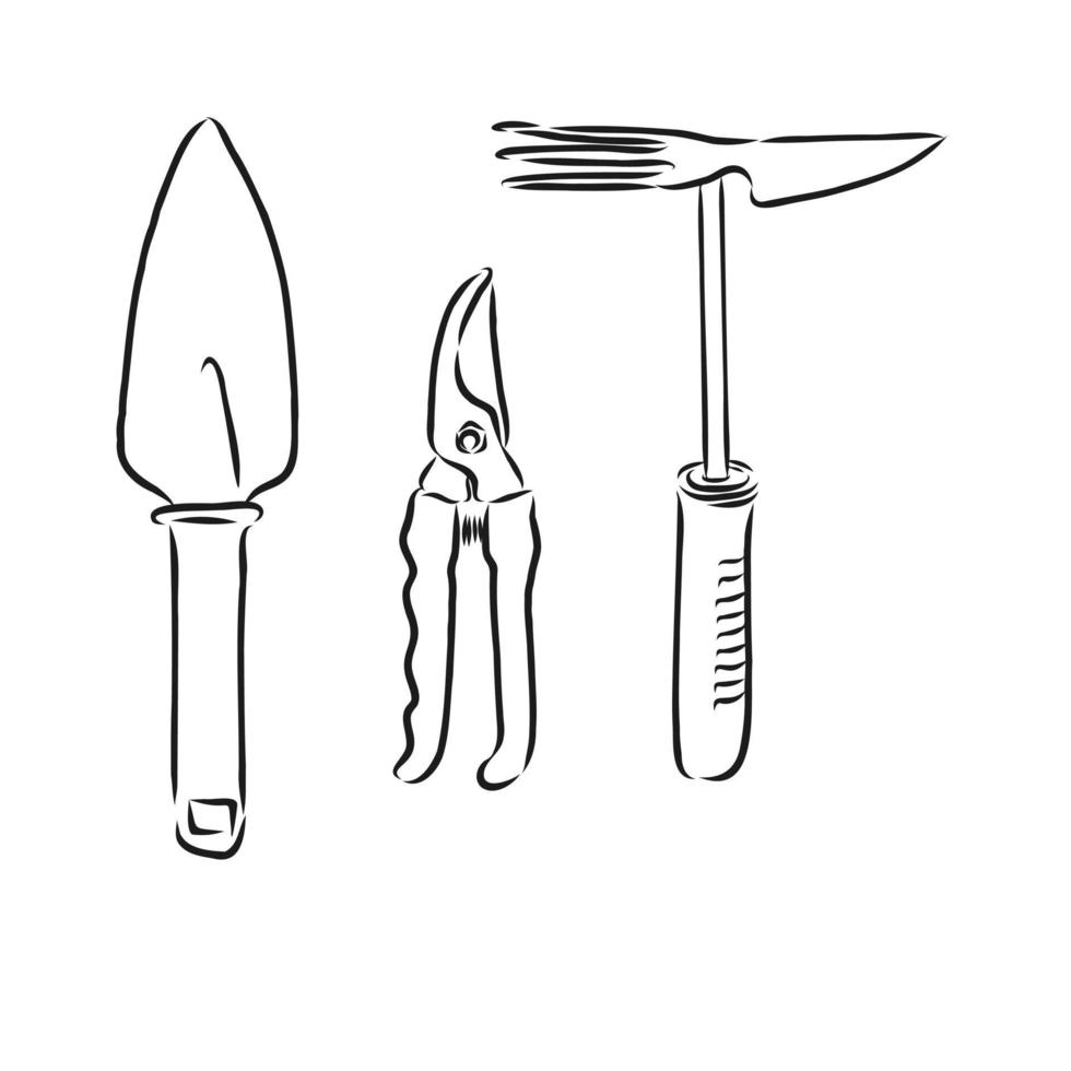 croquis de vecteur d'outils de jardin