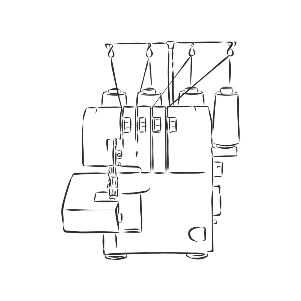 croquis de vecteur de machine à coudre overlock