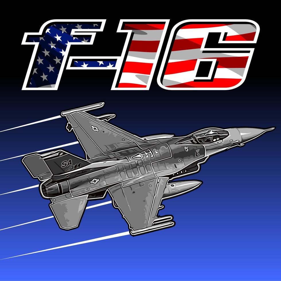avion de chasse f-16 en piqué vecteur